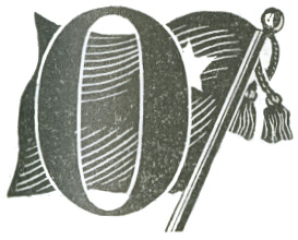 Illustrated letter O with flag