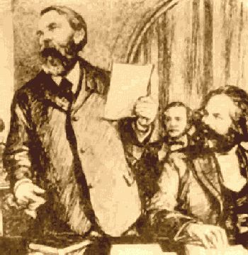 [Marx og Engels p� den 1. Internasjonales kongress i 1872]